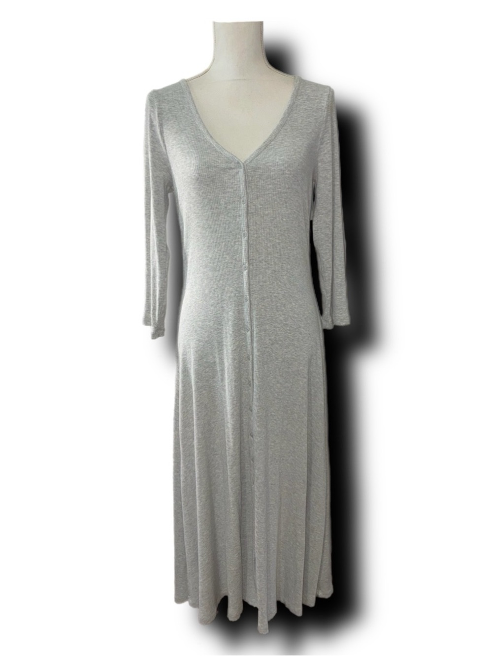 GAP Grey Henley Style Button-Front Midi Dress Minimalist Fall Vibes